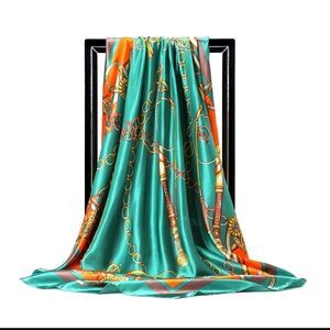 Green paisley nautical satin scarf wrap shawl